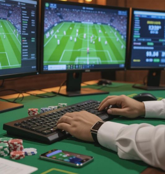 live football match and a casino game